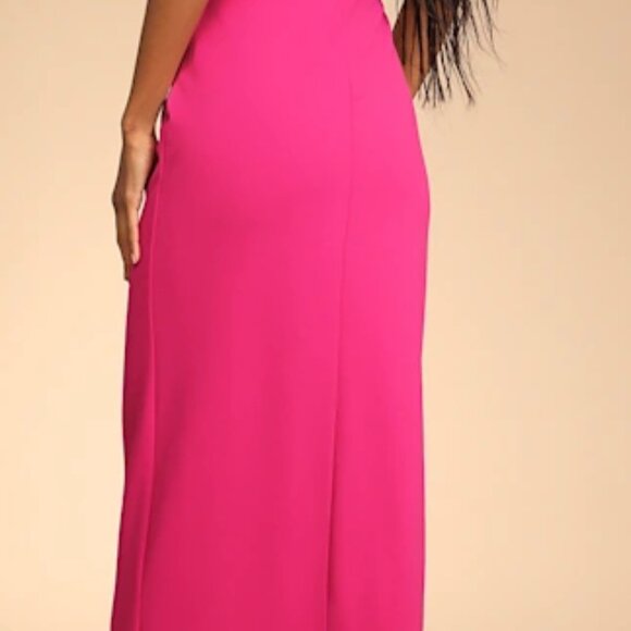 Lulus Sweetest Admirer Magenta Ruched Surplice Maxi Dress Pink - Size S - Picture 5 of 5